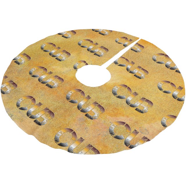 SlipperyJoe's Bärenbär Orangenbraun pro Polyester Weihnachtsbaumdecke (Schrägansicht)