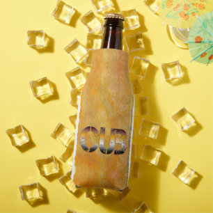 SlipperyJoe's Bärenbär Worte goldbraun-weiß Flaschenkühler