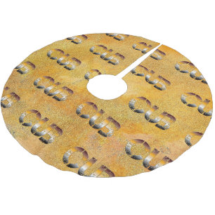 SlipperyJoe's Bärenbär Worte goldbraun-weiß Polyester Weihnachtsbaumdecke