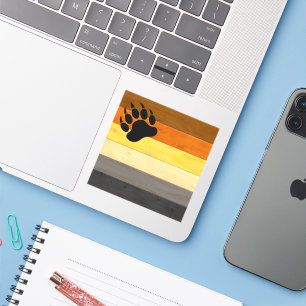 SlipperyJoe's Bärenpride-Fahne Holzbodenstruktur Aufkleber