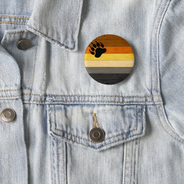 SlipperyJoe's Bärenpride-Fahne Holzbodenstruktur Button (Beispiel)