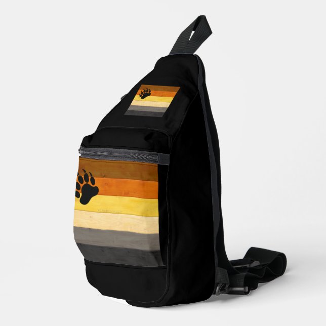 SlipperyJoe's Bärenpride-Fahne Holzbodenstruktur Crossbody Bag (Rechte Ecke)
