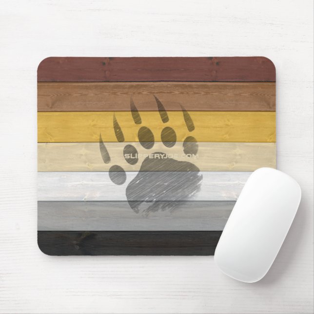 SlipperyJoe's Bärenpride-Fahne Holzbodenstruktur Mousepad (Mit Mouse)