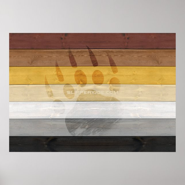 SlipperyJoe's Bärenpride-Fahne Holzbodenstruktur Poster (Vorne)