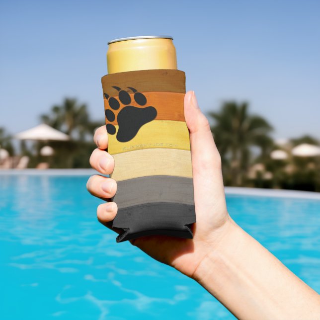 SlipperyJoe's Bärenpride-Fahne Holzbodenstruktur Selters Dosenkühler (In Situ Pool)