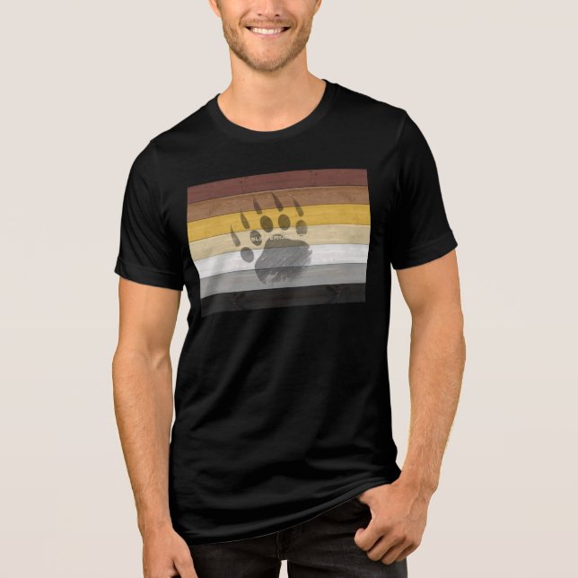 SlipperyJoe's Bärenpride-Fahne Holzbodenstruktur Tri-Blend Shirt (Vorderseite)