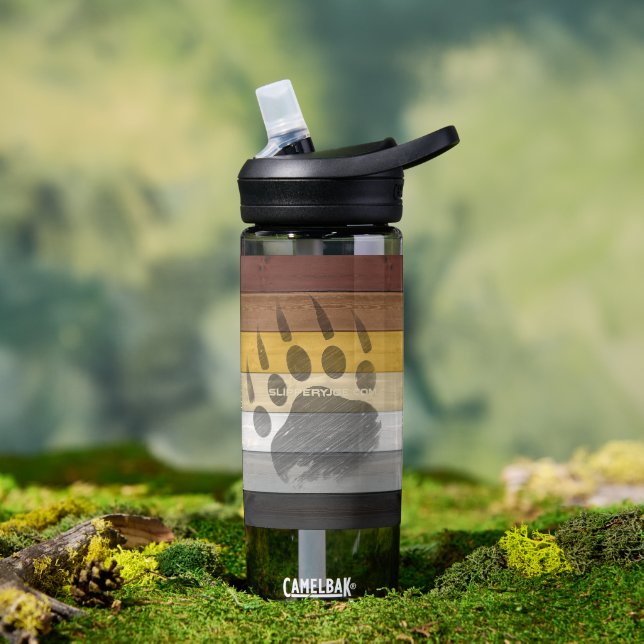 SlipperyJoe's Bärenpride-Fahne Holzbodenstruktur Trinkflasche (Außenbereich)