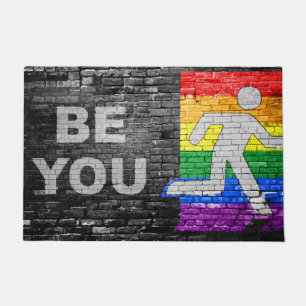 SlipperyJoe's Be You Backsteinmauer-Strichmännchen Fußmatte