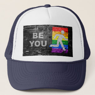 SlipperyJoe's Be You Backsteinwall Strichmännchen Truckerkappe