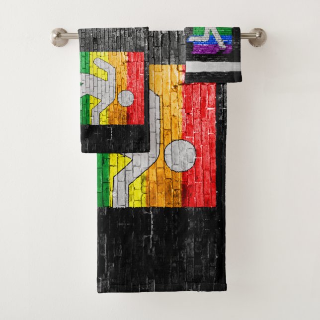 SlipperyJoe's Be You Black Backstein Wand Spazierf Badhandtuch Set (Insitu)