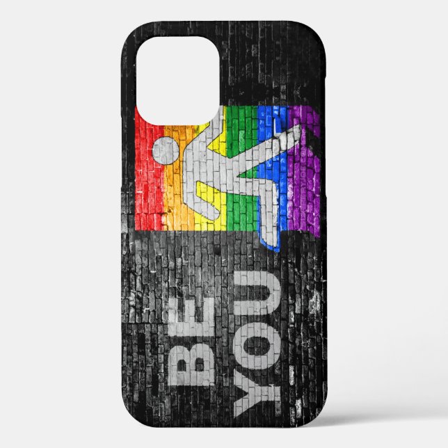 SlipperyJoe's Be You Black Backstein Wand Spazierf Case-Mate iPhone Hülle (Rückseite)
