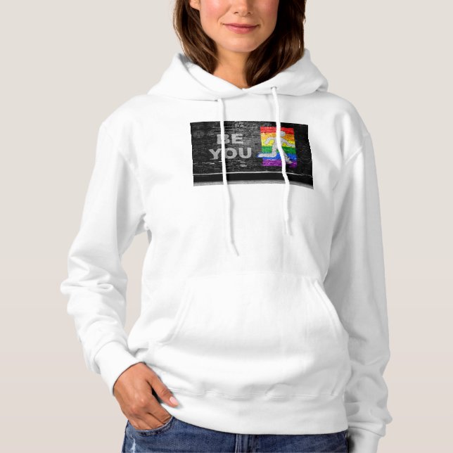 SlipperyJoe's Be You Black Backstein Wand Spazierf Hoodie (Vorderseite)
