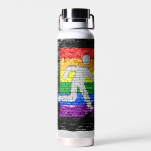 SlipperyJoe's Be You brick wall stick figure rainb Trinkflasche