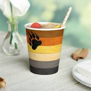 SlipperyJoe's Bear Pride Flag Holzboden Textur Pappbecher