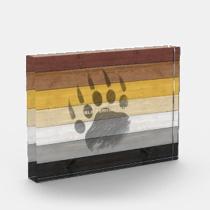 SlipperyJoe's Bear Pride-Flagge Holzboden Textur Fotoblock