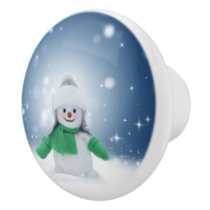 SlipperyJoe's bezaubernder Weihnachts-Schneemann-C Keramikknauf