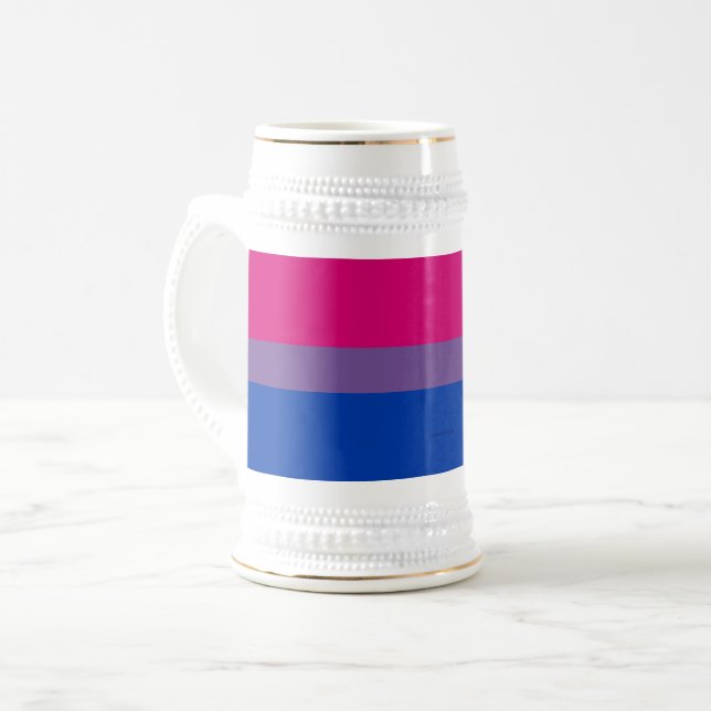 SlipperyJoe's Bisexual Pride Flag Lavendel-pink bl Bierglas (Vorderseite Links)