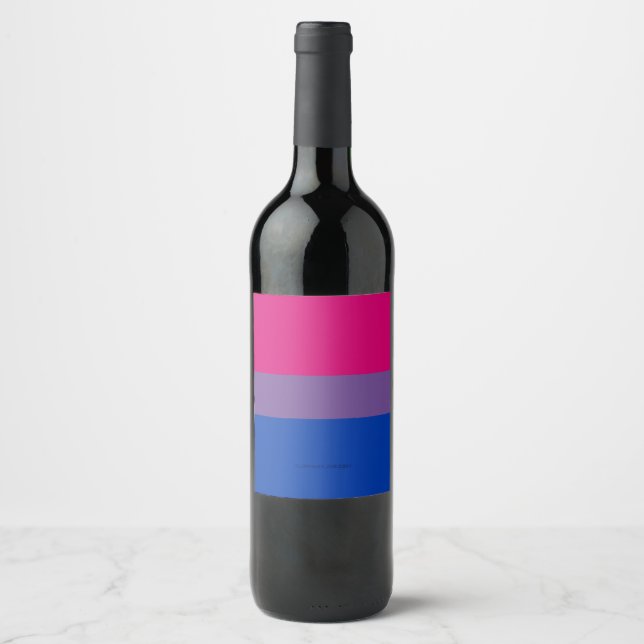 SlipperyJoe's Bisexual Pride Flag Lavendel-pink bl Weinetikett (Vorderseite)