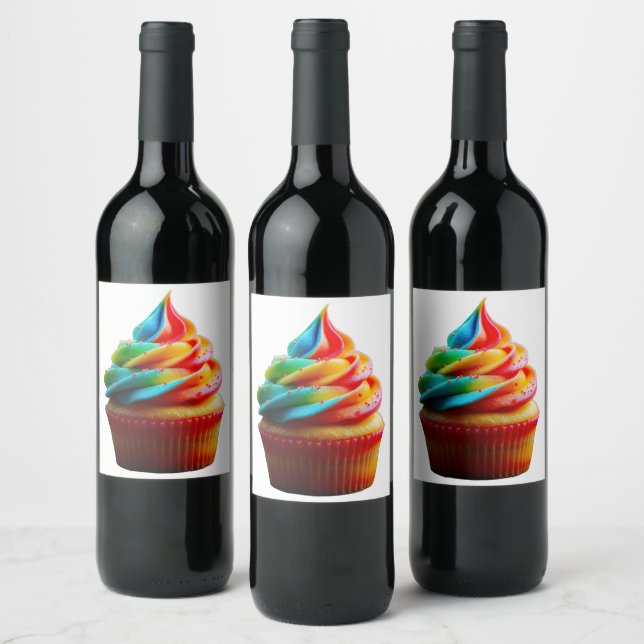 SlipperyJoe's blendender Regenbogenkuchen wirbelt  Weinetikett (Flaschen)