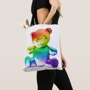 SlipperyJoe's brushed Metal Teddy Bär Regenbogensc