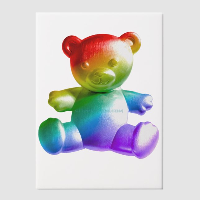 SlipperyJoe's brushed Metal Teddy Bär Regenbogensc (Vorderseite)