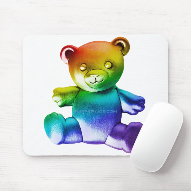 SlipperyJoe's brushed Metal Teddy Bär Regenbogensc Mousepad (Mit Mouse)