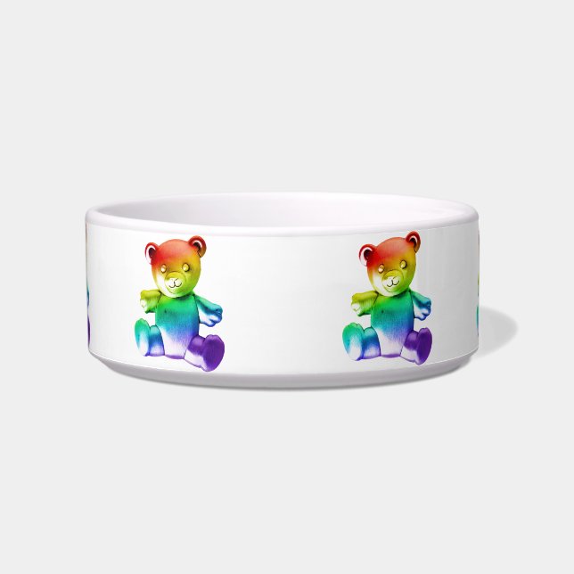 SlipperyJoe's brushed Metal Teddy Bär Regenbogensc Napf (Vorderseite)