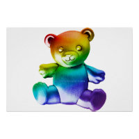 SlipperyJoe's brushed Metal Teddy Bär Regenbogensc