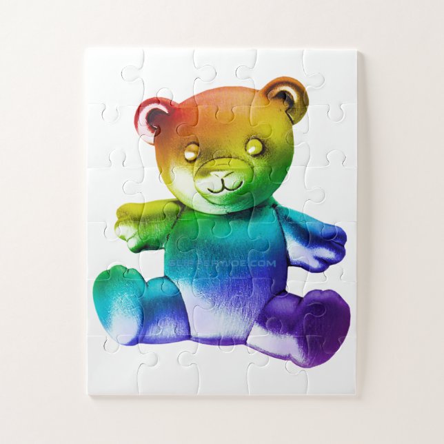 SlipperyJoe's brushed Metal Teddy Bär Regenbogensc Puzzle (Vertikal)