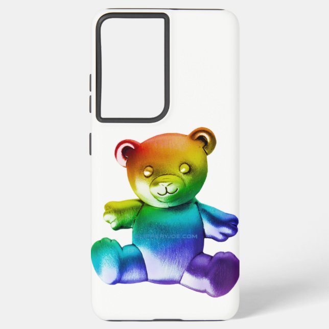 SlipperyJoe's brushed Metal Teddy Bär Regenbogensc Samsung Galaxy Hülle (Rückseite)