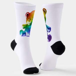 SlipperyJoe's brushed Metal Teddy Bär Regenbogensc Socken