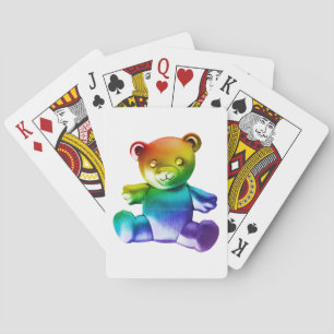 SlipperyJoe's brushed Metal Teddy Bär Regenbogensc Spielkarten