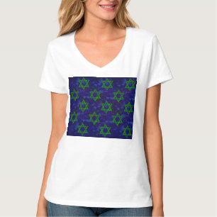 SlipperyJoe's Chanukka grüne Reihen Davidsterne c T-Shirt