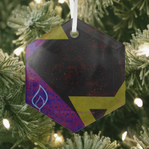 SlipperyJoe's Chanukka-themed Bild golden gelb  Ornament Aus Glas