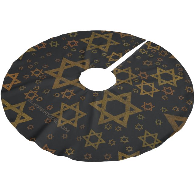 SlipperyJoe's Chanukka-themed Stern David künstler Polyester Weihnachtsbaumdecke (Schrägansicht)