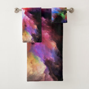 SlipperyJoe's Cloud-Artwork abstrakte, lebendige S Badhandtuch Set