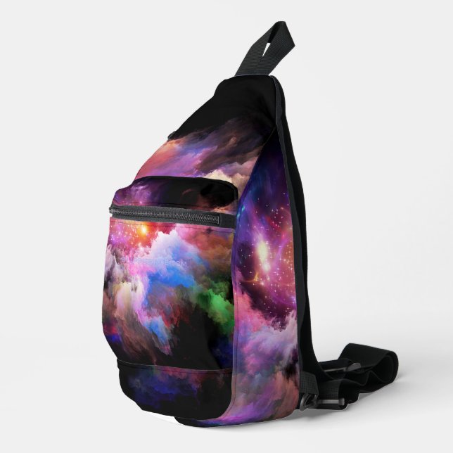SlipperyJoe's Cloud-Artwork abstrakte, lebendige S Crossbody Bag (Rechte Ecke)