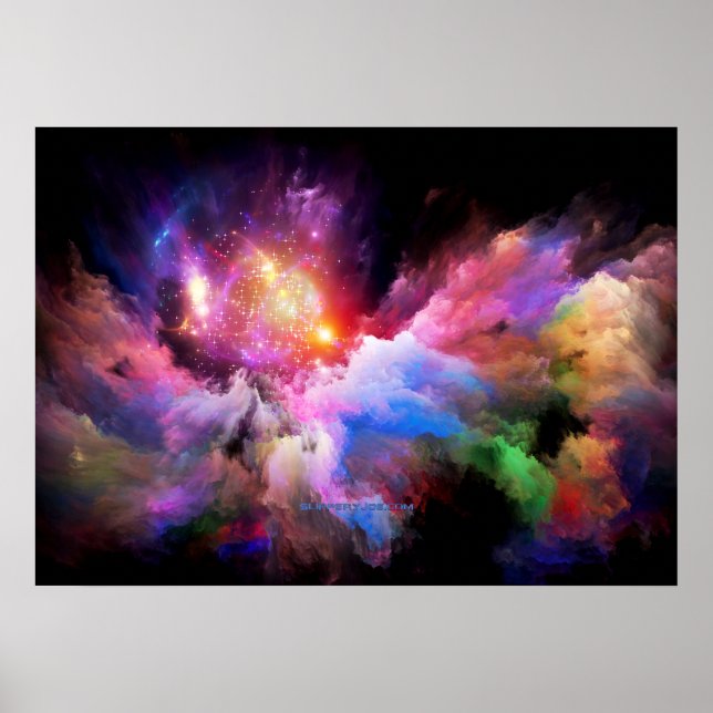 SlipperyJoe's Cloud-Artwork abstrakte, lebendige S Poster (Vorne)