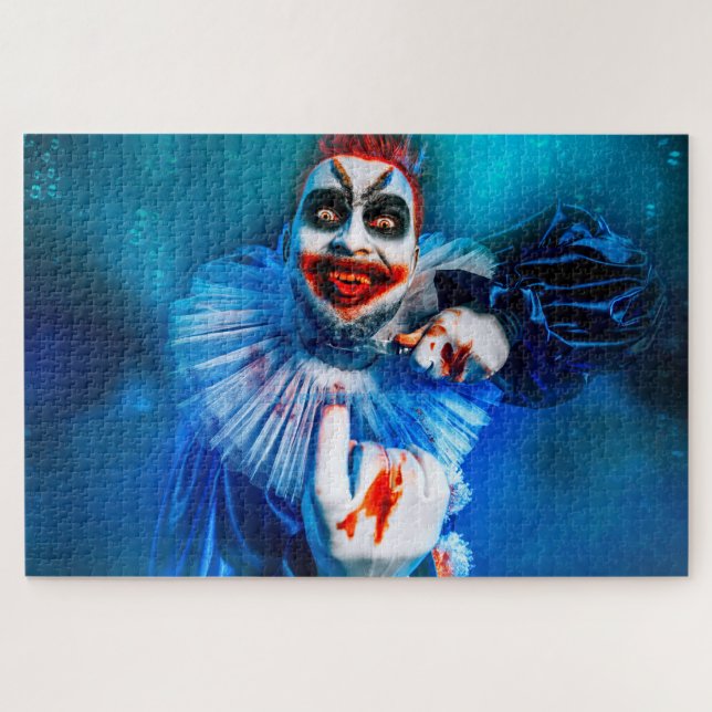 SlipperyJoe's Clown-Outfit Happy Halloween Blut k Puzzle (Horizontal)