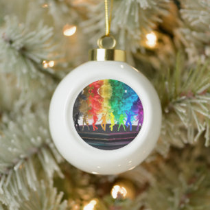 SlipperyJoe's Dancing Pride Shadows Gay-Geschenke  Keramik Kugel-Ornament