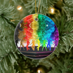 SlipperyJoe's Dancing Pride Shadows Gay-Geschenke  Keramik Ornament