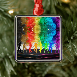 SlipperyJoe's Dancing Pride Shadows Gay-Geschenke  Ornament Aus Metall