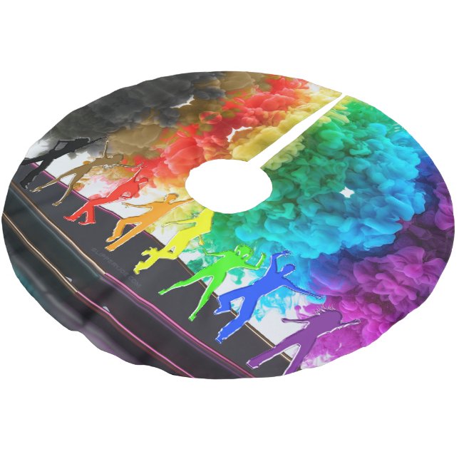 SlipperyJoe's Dancing Pride Shadows Gay-Geschenke  Polyester Weihnachtsbaumdecke (Schrägansicht)