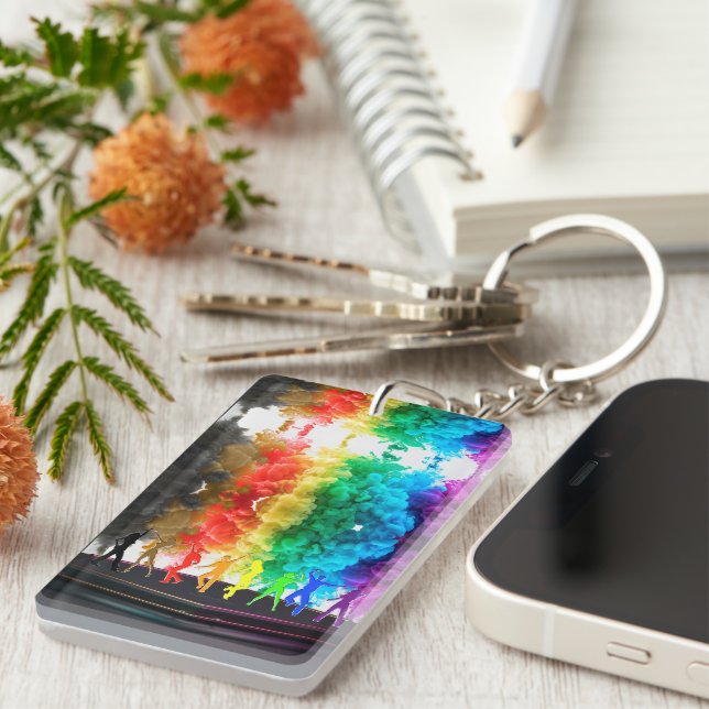 SlipperyJoe's Dancing Pride Shadows Gay-Geschenke  Schlüsselanhänger (Vorderseite rechts)