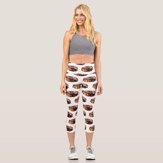 SlipperyJoe's decadent donut covered thick glossy  Capri Leggings (Vorderseite)