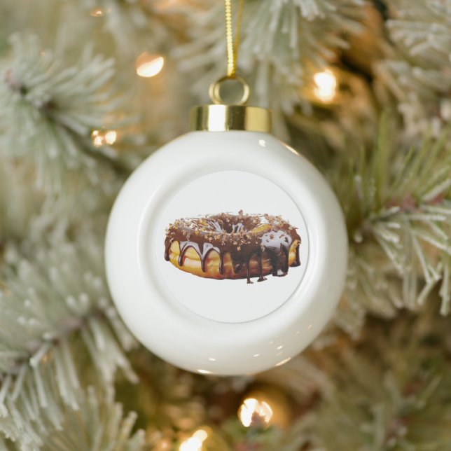 SlipperyJoe's decadent donut covered thick glossy  Keramik Kugel-Ornament (Baum)
