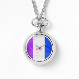 SlipperyJoe's Drag-Culture-Stolzflagge lila Geist Armbanduhr