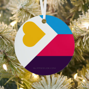 SlipperyJoes dreifarbige Polyamorie-Stolzflagge dr Ornament Aus Metall