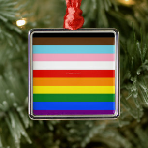 SlipperyJoe's Eleven Stripe Pride Flag verbindet P Ornament Aus Metall