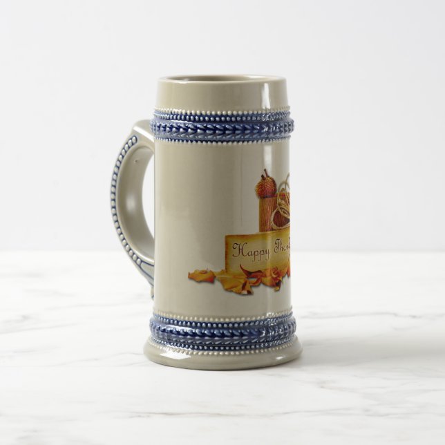 SlipperyJoe's Erntedank spricht Blätter LGBT Bierglas (Vorderseite Links)